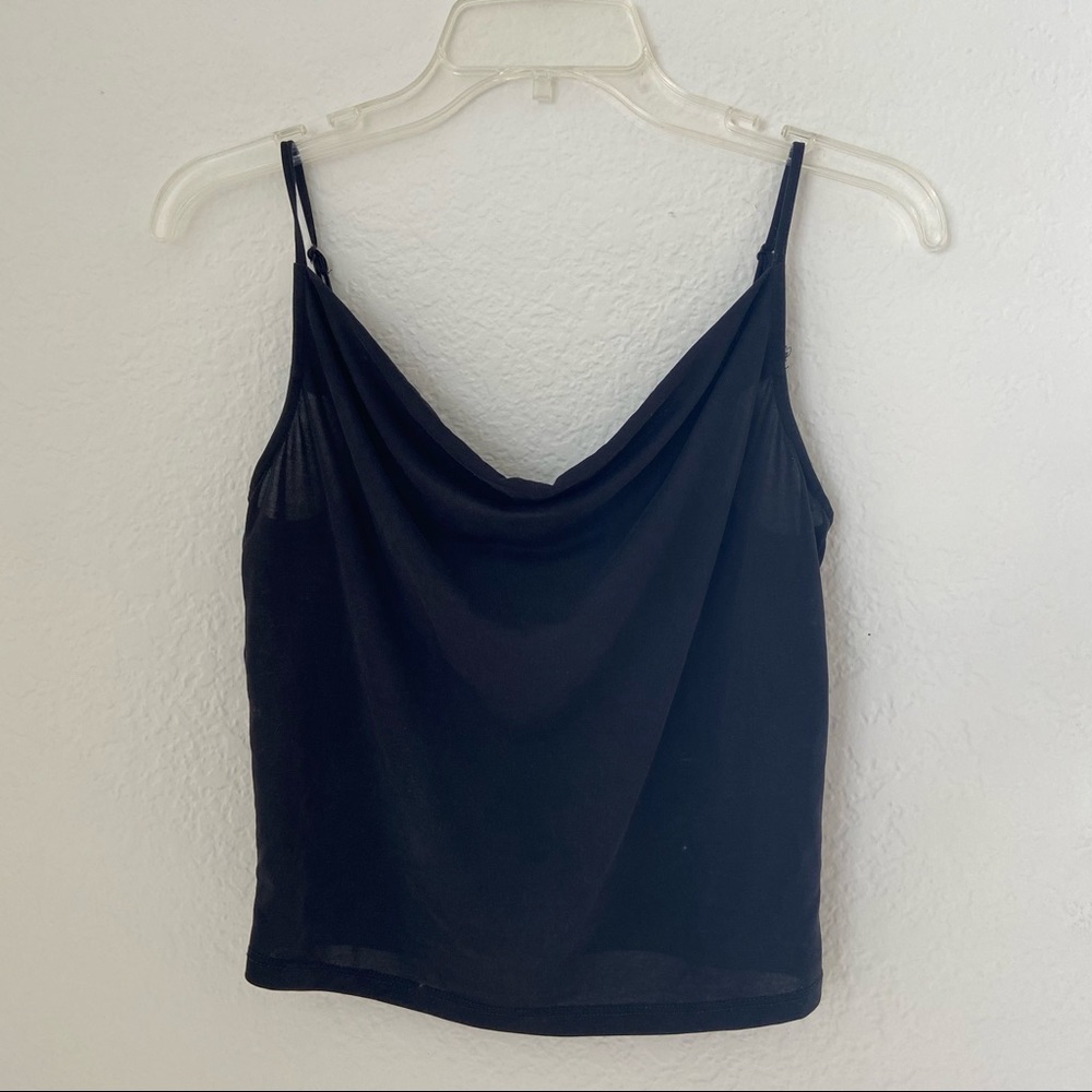 Double Zero Y2K Vintage Cowl Neck Crop Tank Top